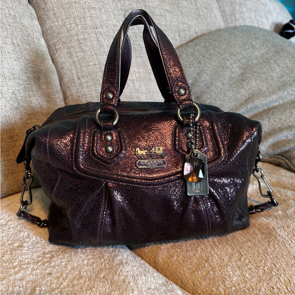 RARE Coach #14232 Madison Audrey Metallic Textured Leather Satchel